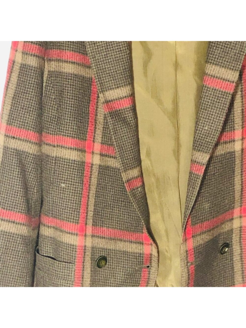 Sports Galore blazar plaid brown black pockets button wool medium bust 18" READ - Picture 4 of 12